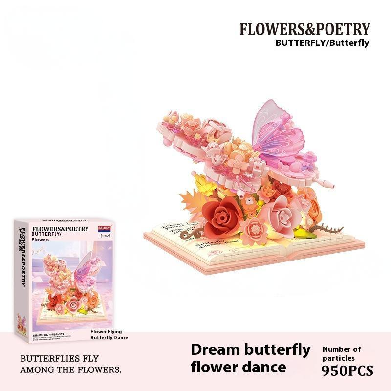 Butterfly Flower 3D Building Blocks Set LED Light