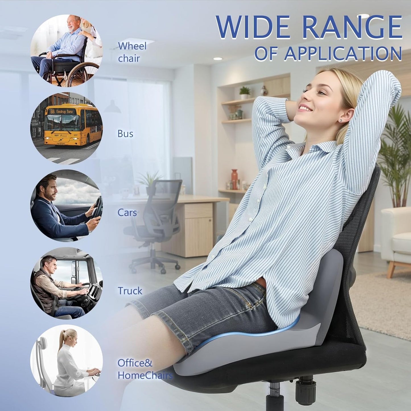 Truck Seat Cushion Memory Foam Lumbar Support