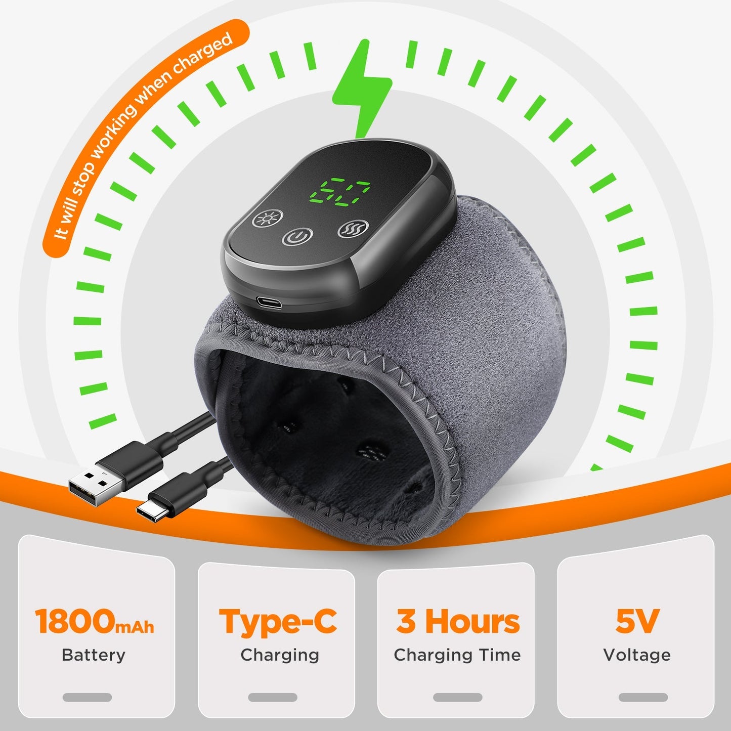 Wrist Massage Brace Hot Compress Function