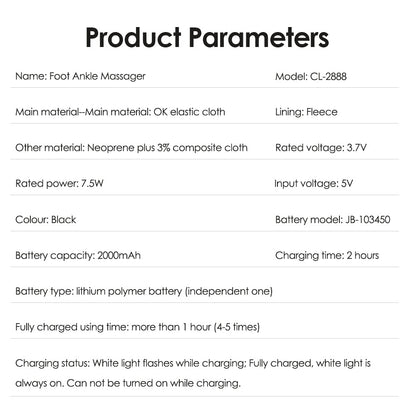 Cordless Ankle Massager Device Portable Foot Massage Machine