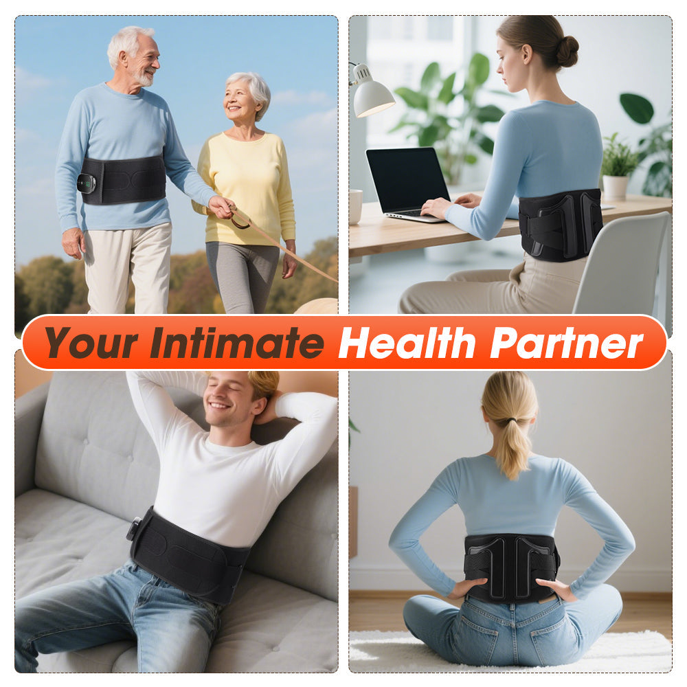 Elastic Waist Support Belt with LED Massage Function