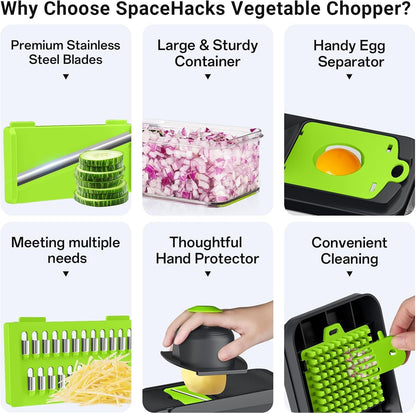12-in-1 Vegetable Chopper with 7 Blades and Mandoline