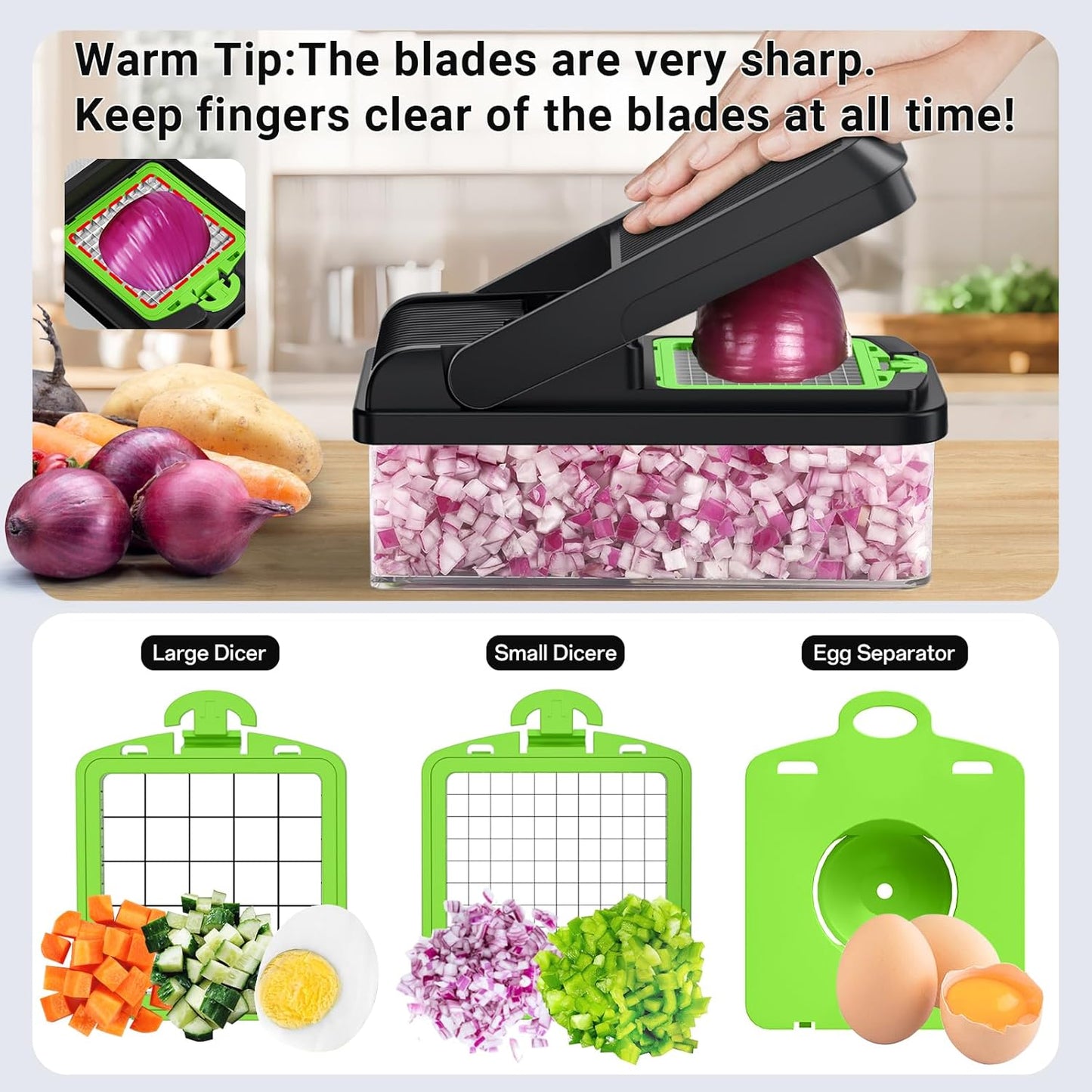 12-in-1 Vegetable Chopper with 7 Blades and Mandoline