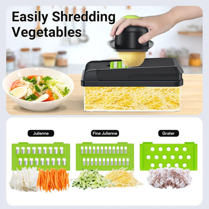 12-in-1 Vegetable Chopper with 7 Blades and Mandoline