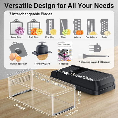 12-in-1 Vegetable Chopper with 7 Blades and Mandoline