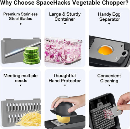 12-in-1 Vegetable Chopper with 7 Blades and Mandoline