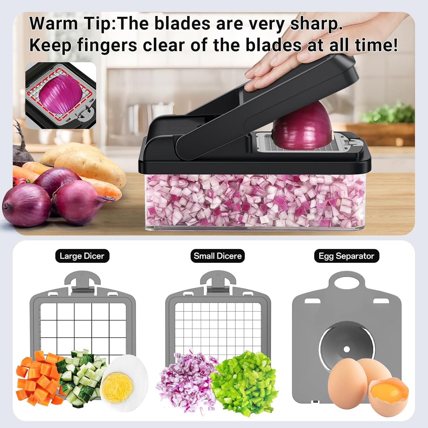 12-in-1 Vegetable Chopper with 7 Blades and Mandoline
