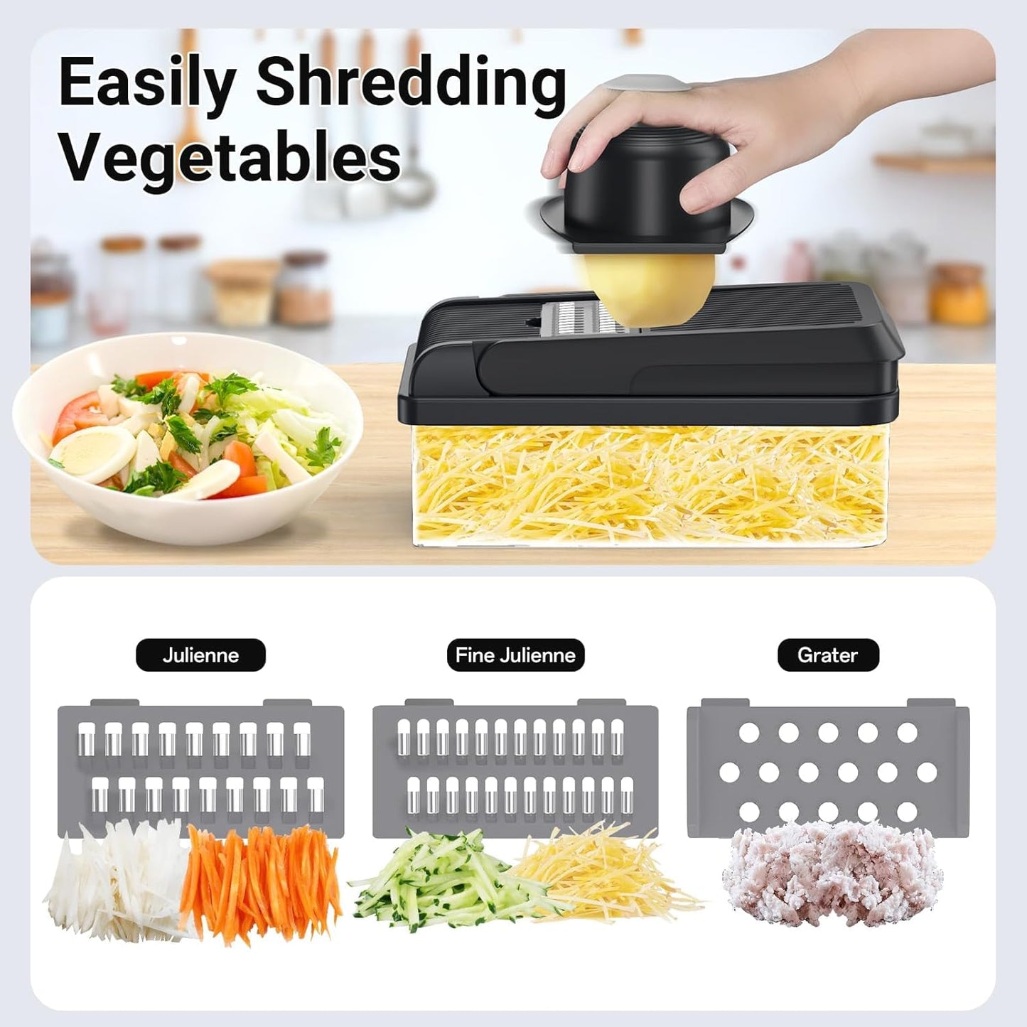 12-in-1 Vegetable Chopper with 7 Blades and Mandoline