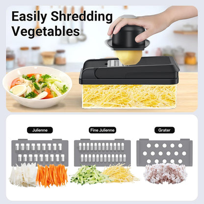 12-in-1 Vegetable Chopper with 7 Blades and Mandoline
