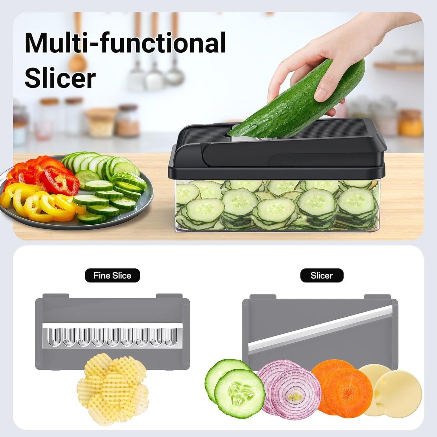 12-in-1 Vegetable Chopper with 7 Blades and Mandoline
