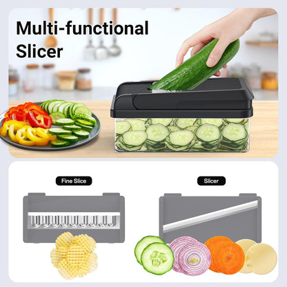 12-in-1 Vegetable Chopper with 7 Blades and Mandoline