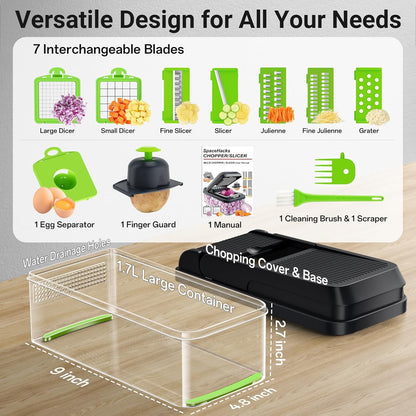 12-in-1 Vegetable Chopper with 7 Blades and Mandoline