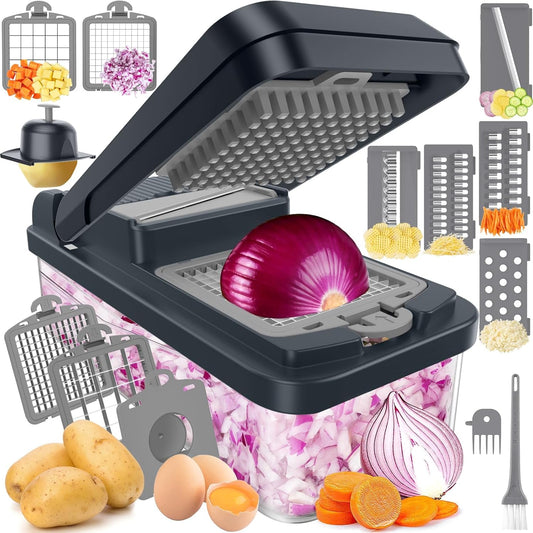 12-in-1 Vegetable Chopper with 7 Blades and Mandoline