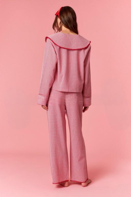 Women's Christmas Pyjamas Set Long Sleeve Top Wide Leg Trousers