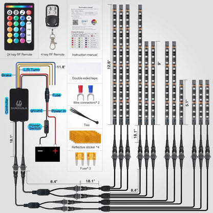 12pcs Motorcycle LED Light Kit Brake Light Turn Signal Set