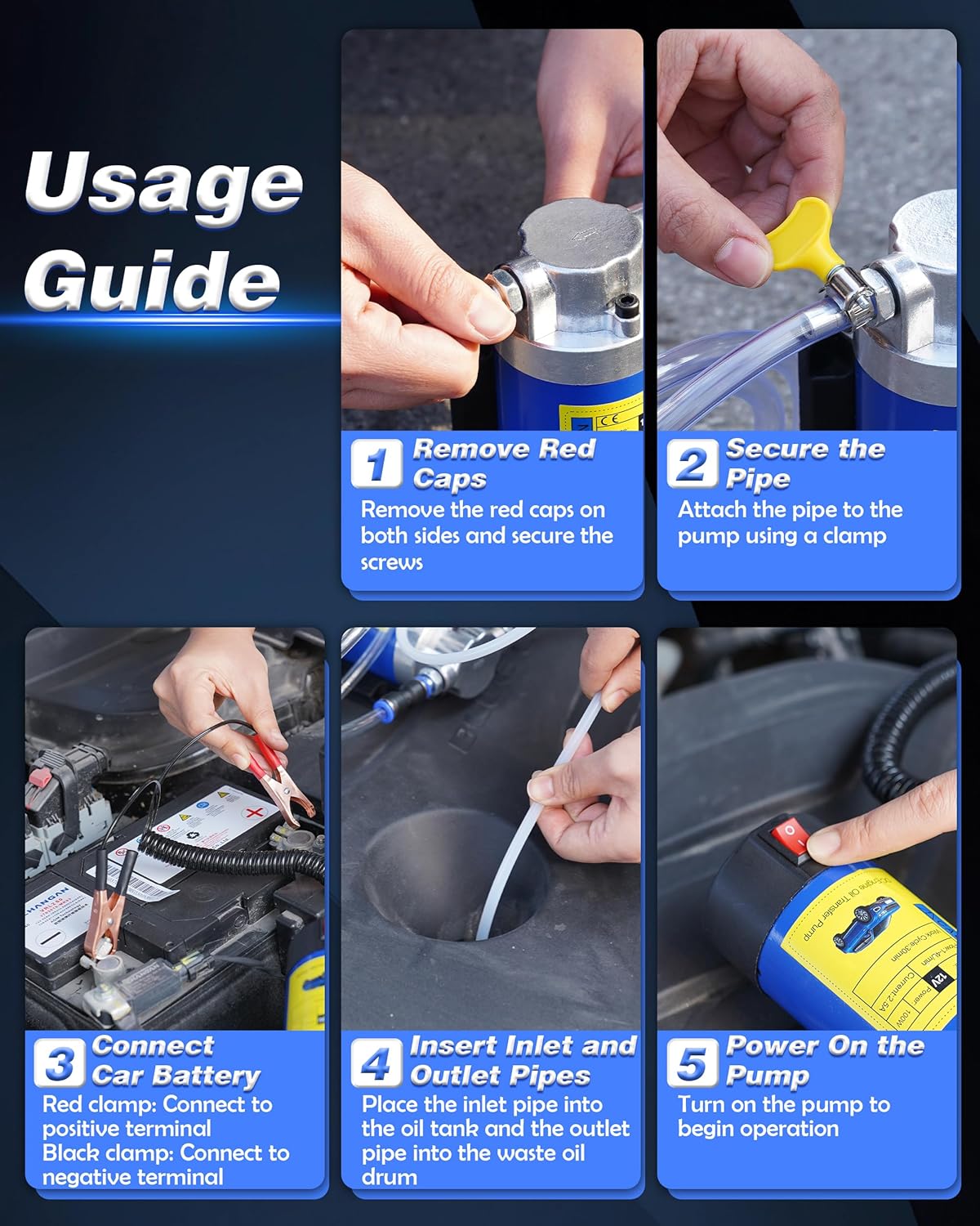12V Electric Oil Extractor Pump Self-Priming Fluid Transfer Pump
