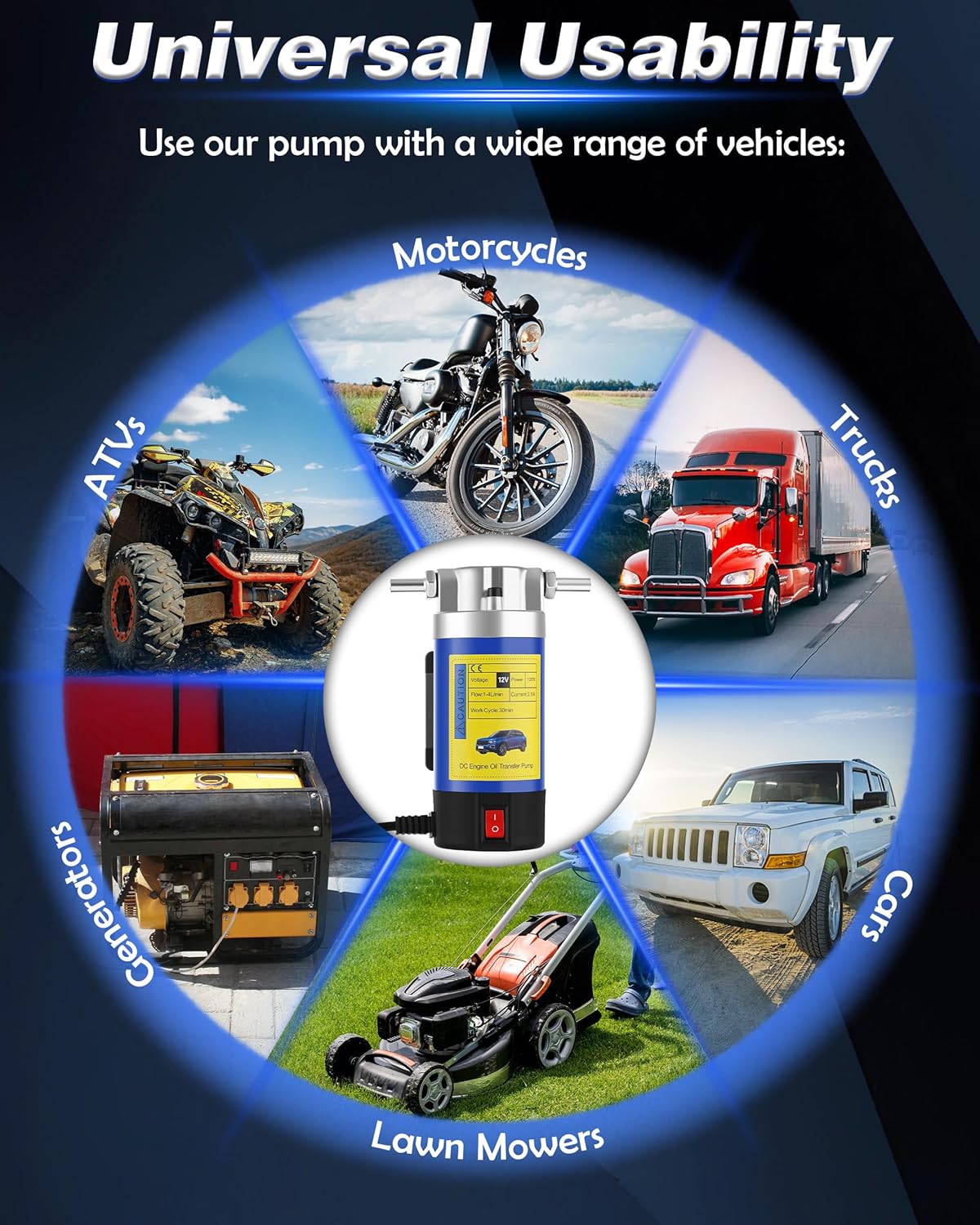 12V Electric Oil Extractor Pump Self-Priming Fluid Transfer Pump