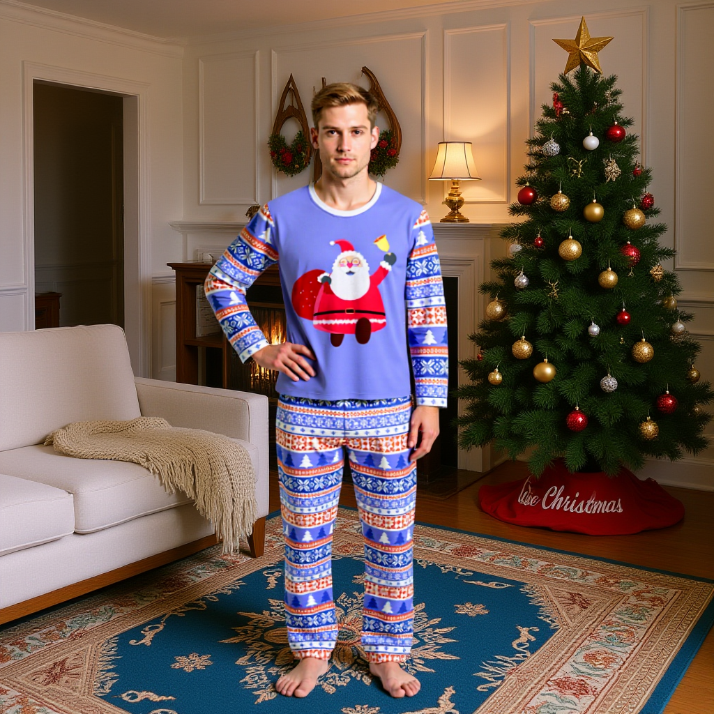 Family Matching Christmas Pajamas Set Shirt and Trousers