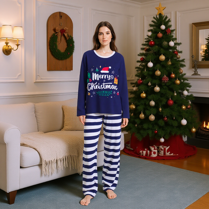Christmas Pyjamas Family Matching Sleepwear Striped Trousers