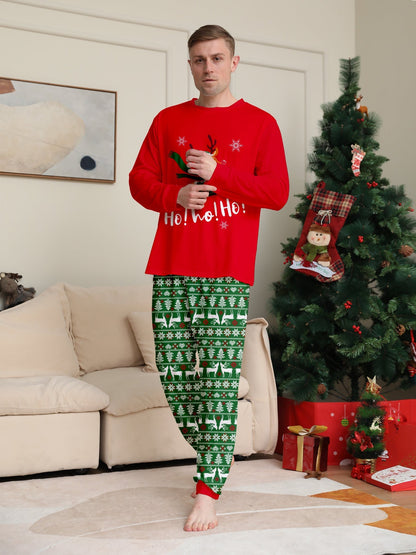 Family Christmas Pajamas Tops Trousers Kids Adults