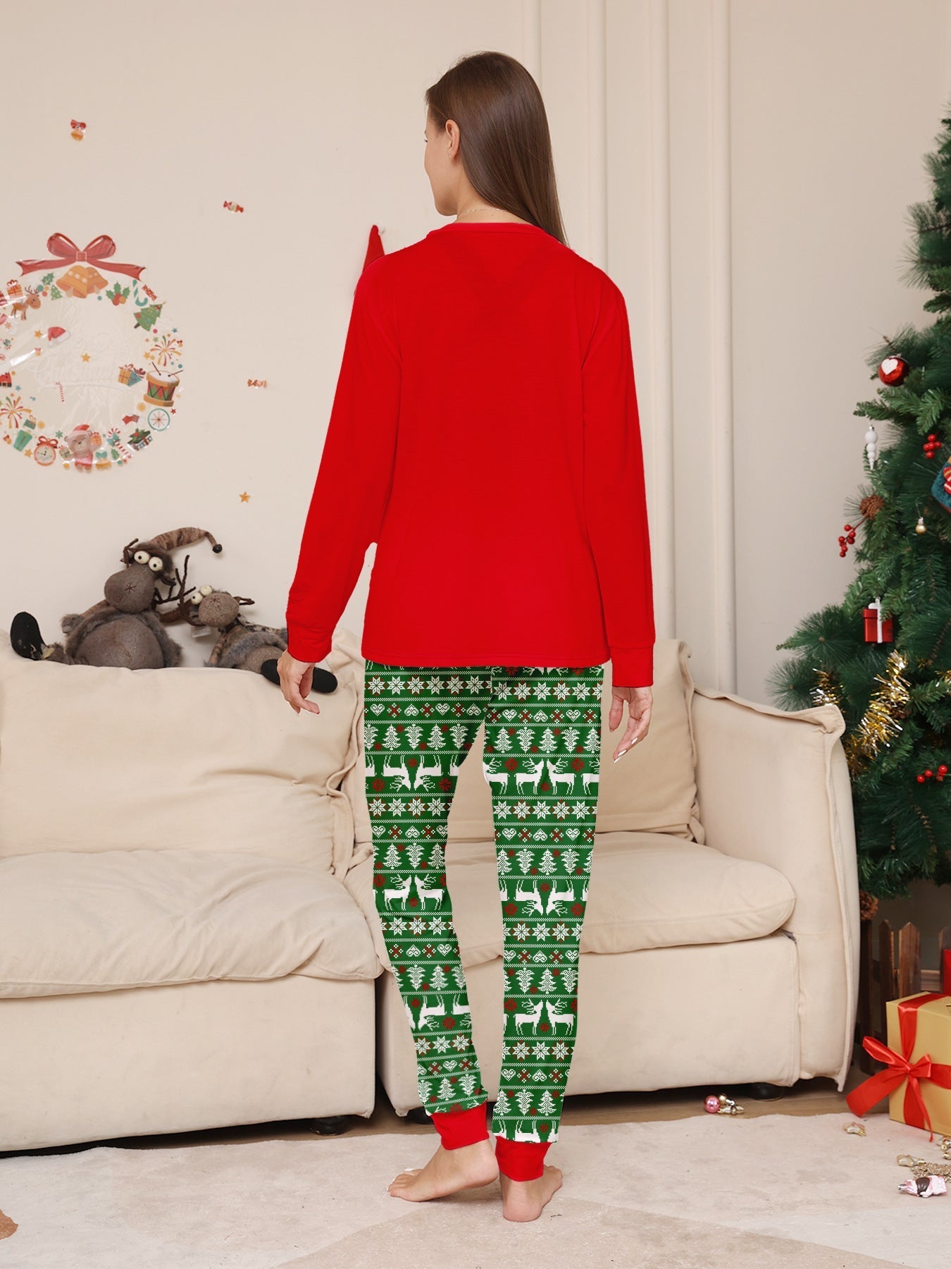 Family Christmas Pajamas Tops Trousers Kids Adults