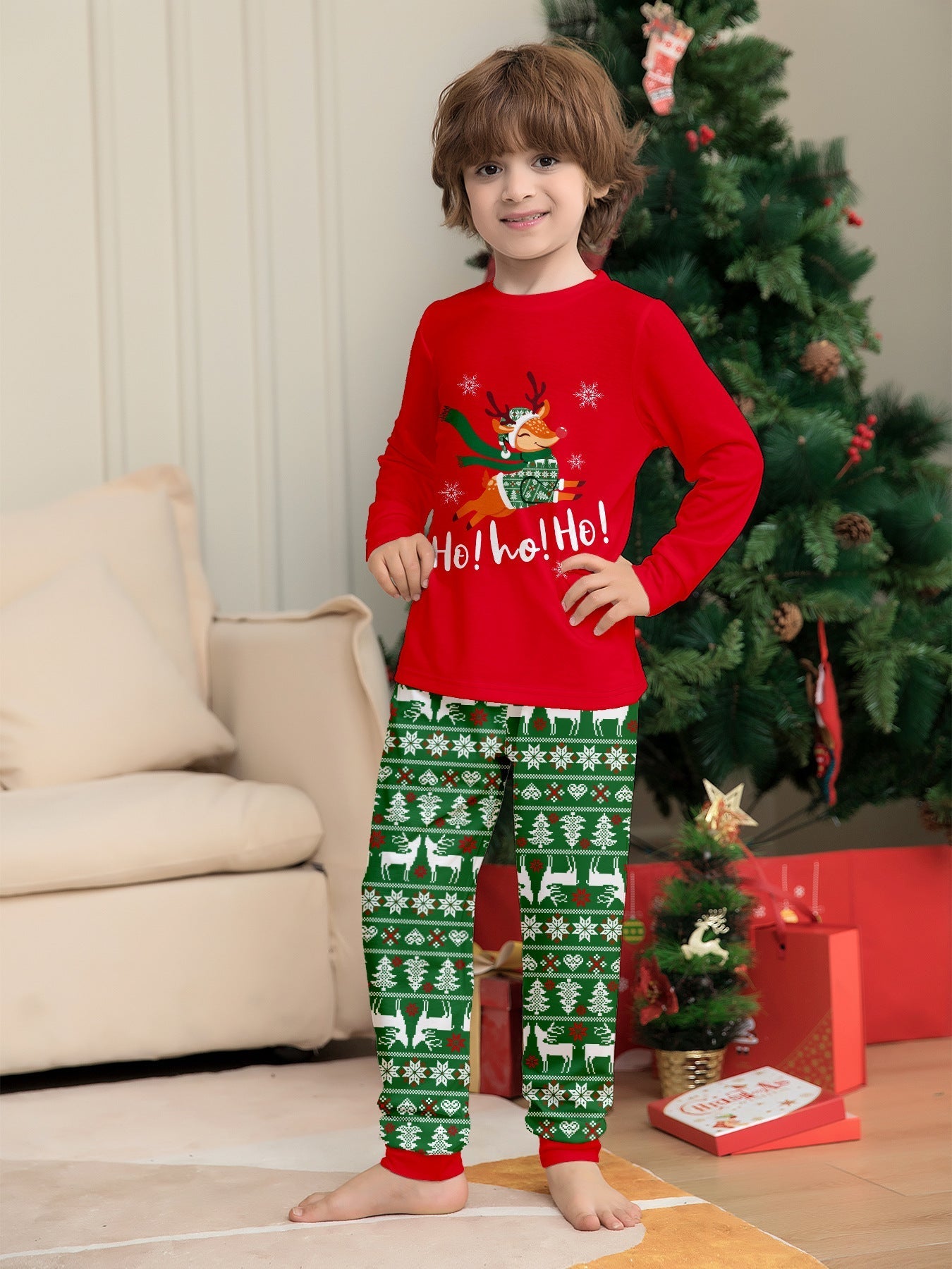 Family Christmas Pajamas Tops Trousers Kids Adults