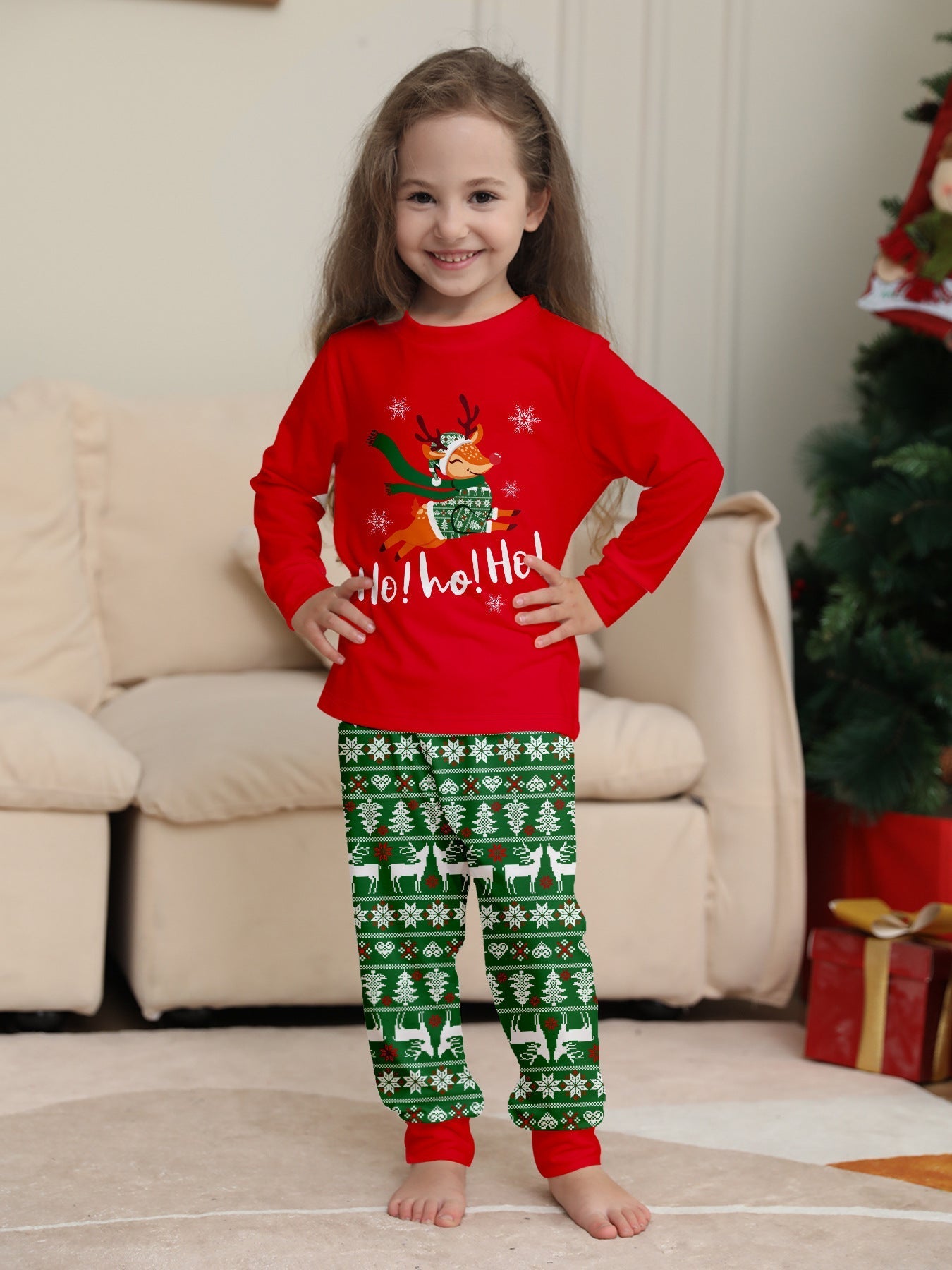 Family Christmas Pajamas Tops Trousers Kids Adults