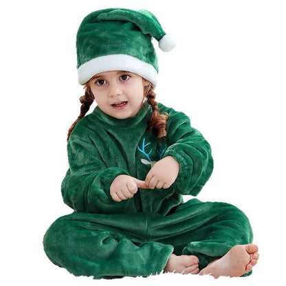 Baby Christmas Jumpsuit Pyjamas with Hat for Kids