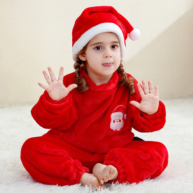 Baby Christmas Jumpsuit Pyjamas with Hat for Kids