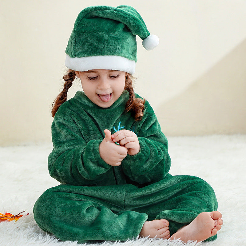 Baby Christmas Jumpsuit Pyjamas with Hat for Kids