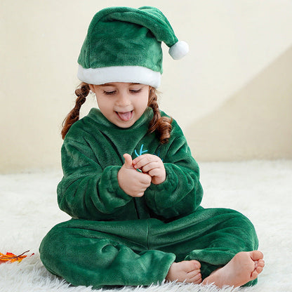 Baby Christmas Jumpsuit Pyjamas with Hat for Kids