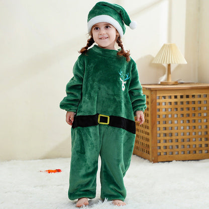 Baby Christmas Jumpsuit Pyjamas with Hat for Kids