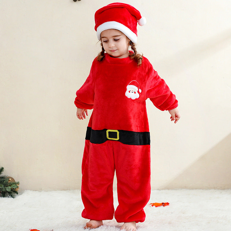 Baby Christmas Jumpsuit Pyjamas with Hat for Kids
