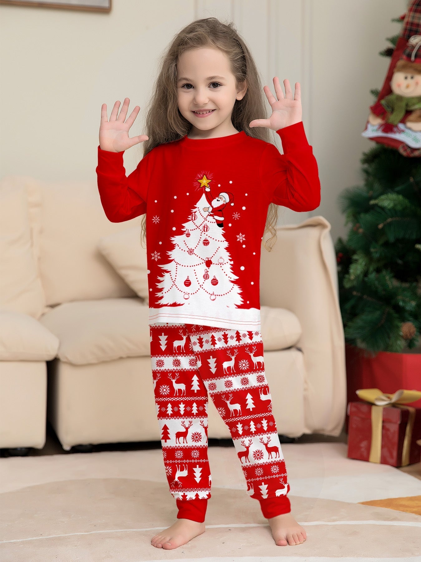 Family Christmas Pyjamas Set Tops Trousers Loungewear