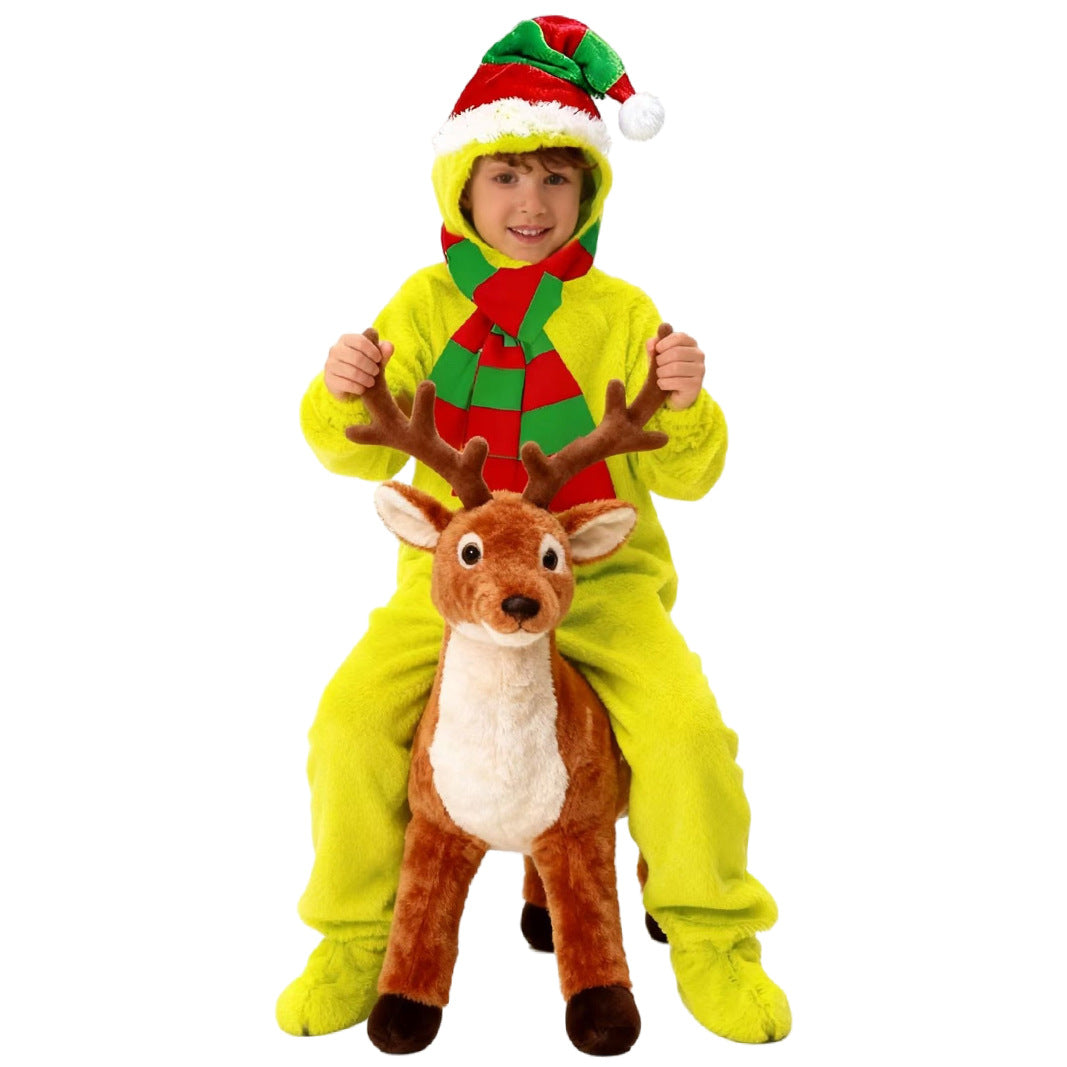 Kids Elf Costume Jumpsuit Hat Scarf Set