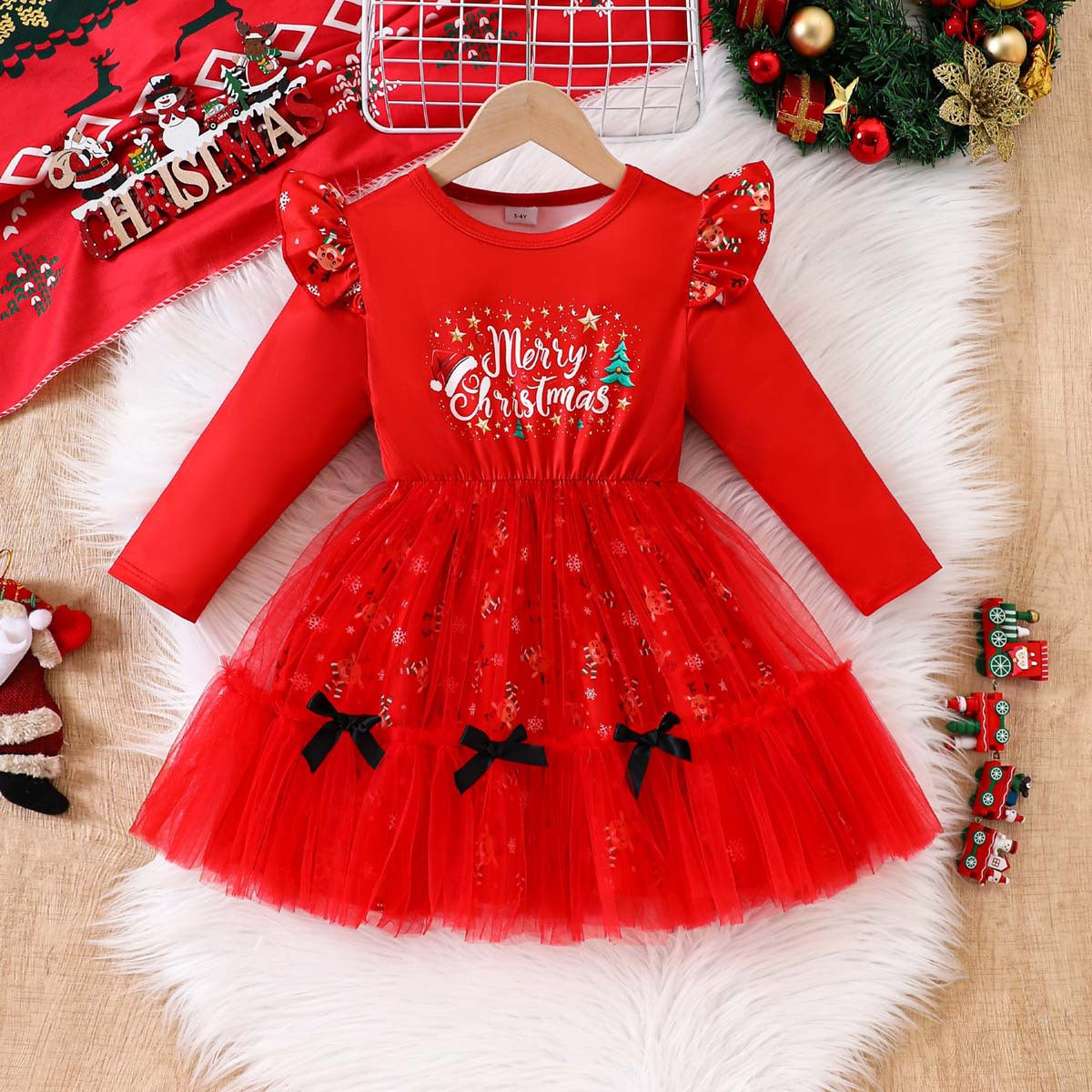 Girls Christmas Light Up Dress Costume with Headband