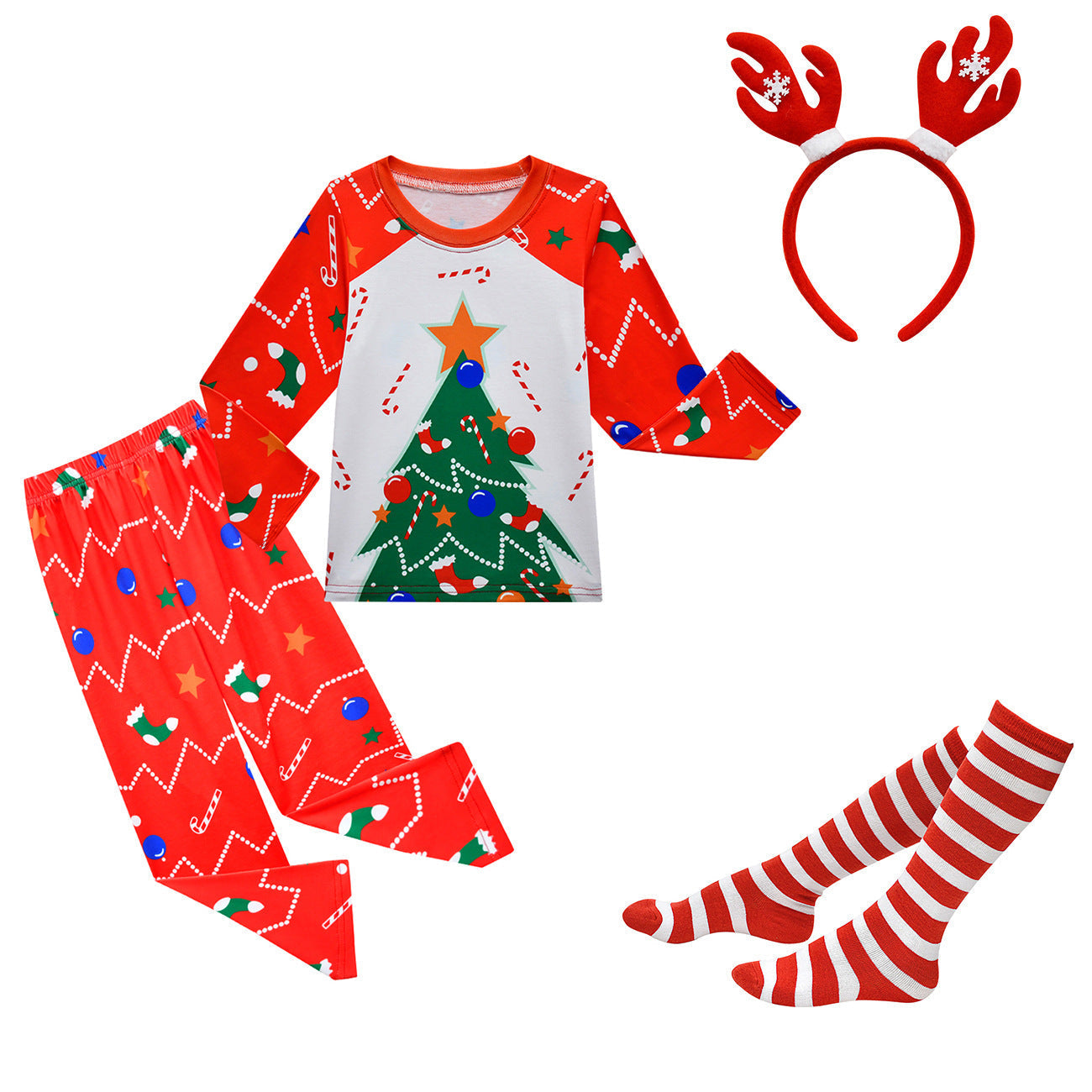 Kids Christmas Pyjamas Socks Headband Outfit