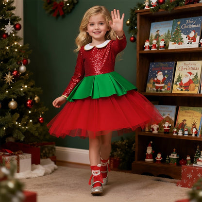 Girls Ball Gown Christmas Dress with Magnetic Socks