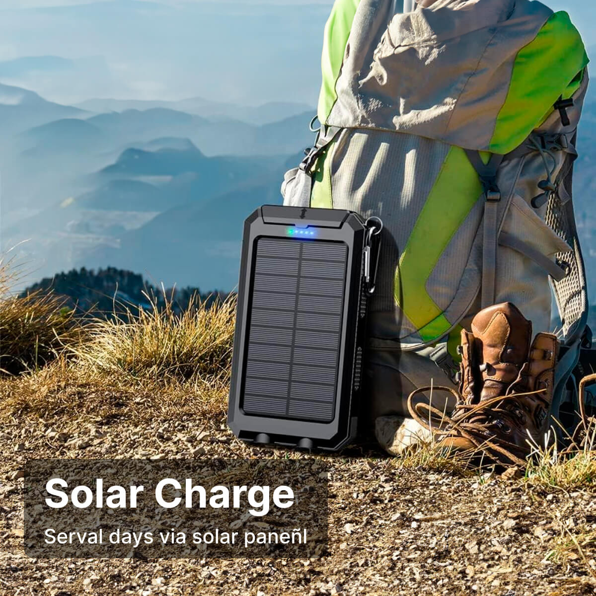 20000mAh Solar Power Bank Waterproof Portable Charger