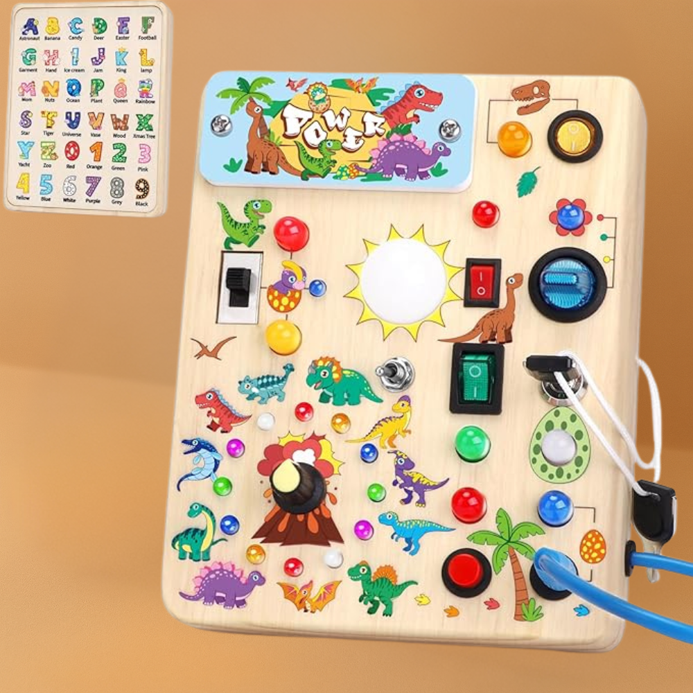 Montessori Busy Board Wooden Sensory Toy for Toddlers