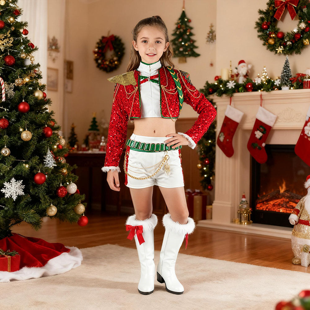 Christmas Pop Star Costume Dance Suit Party Dress Outfit