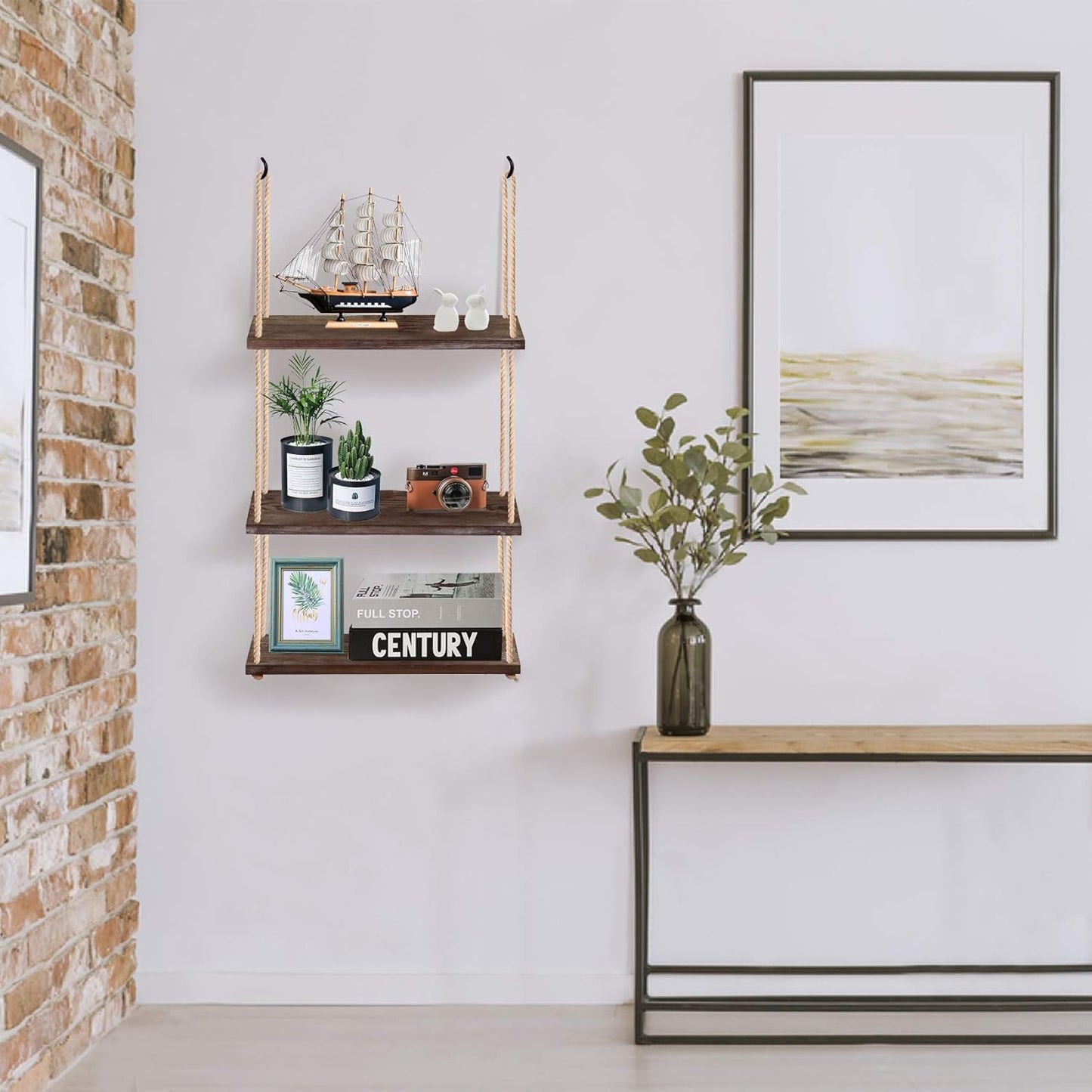 3-Tier Wall Shelf Hanging Shelf for Indoor Plants Decor