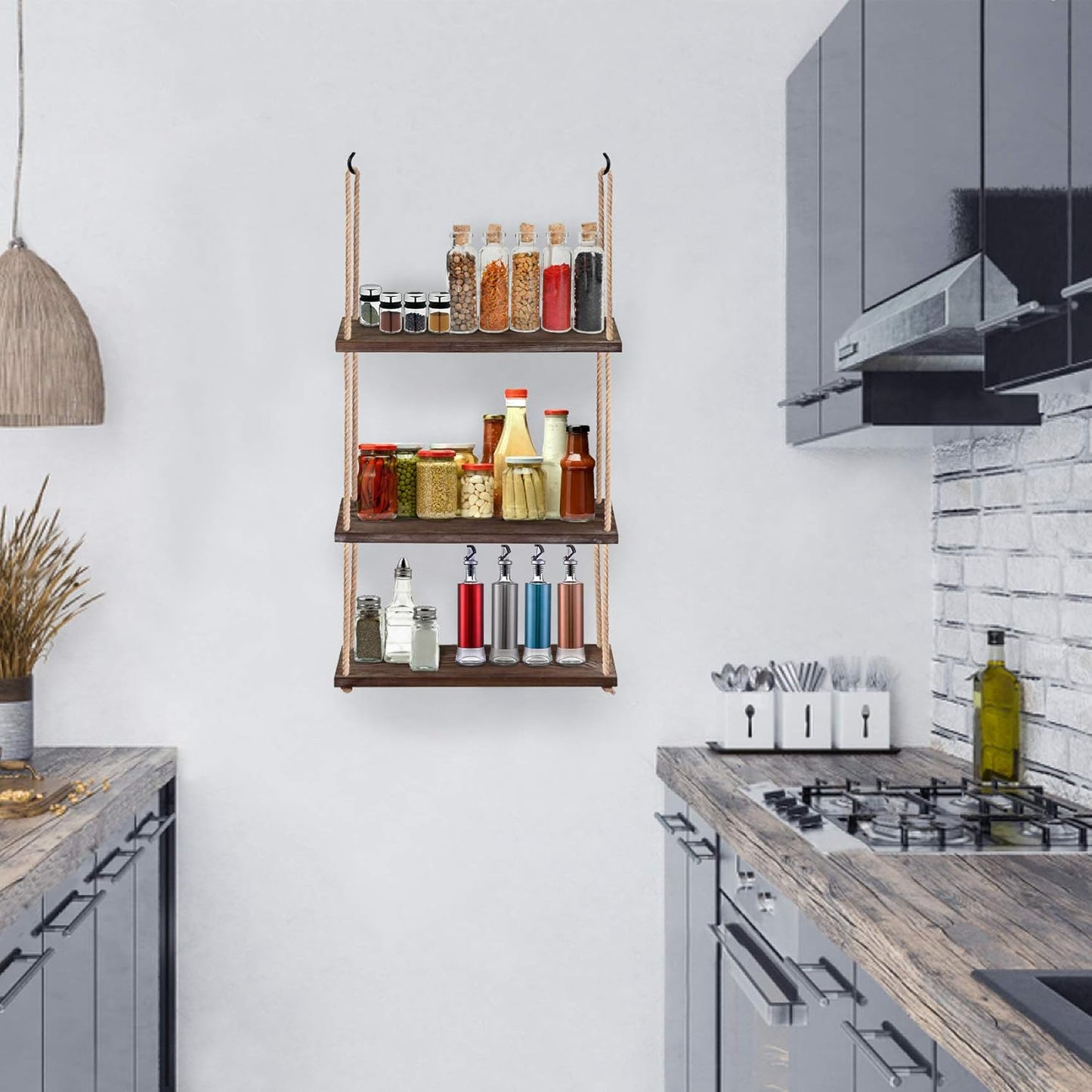 3-Tier Wall Shelf Hanging Shelf for Indoor Plants Decor