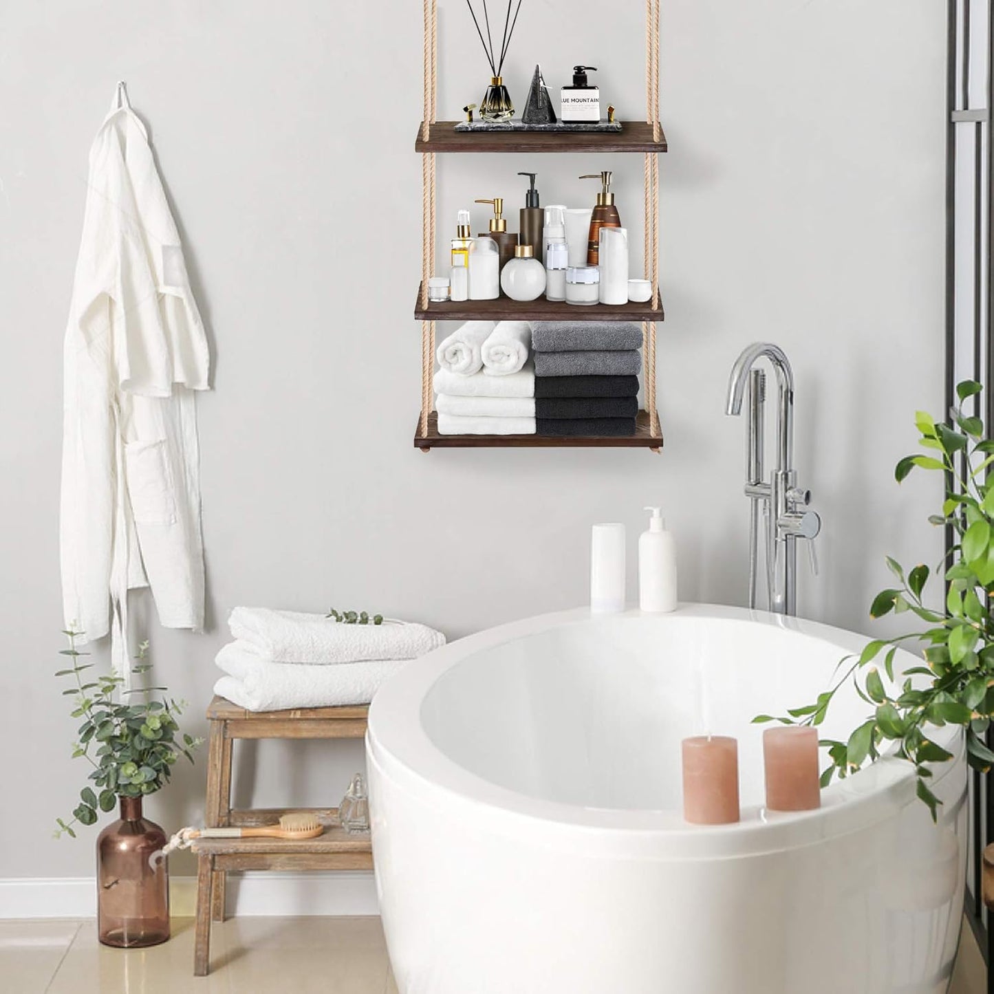 3-Tier Wall Shelf Hanging Shelf for Indoor Plants Decor