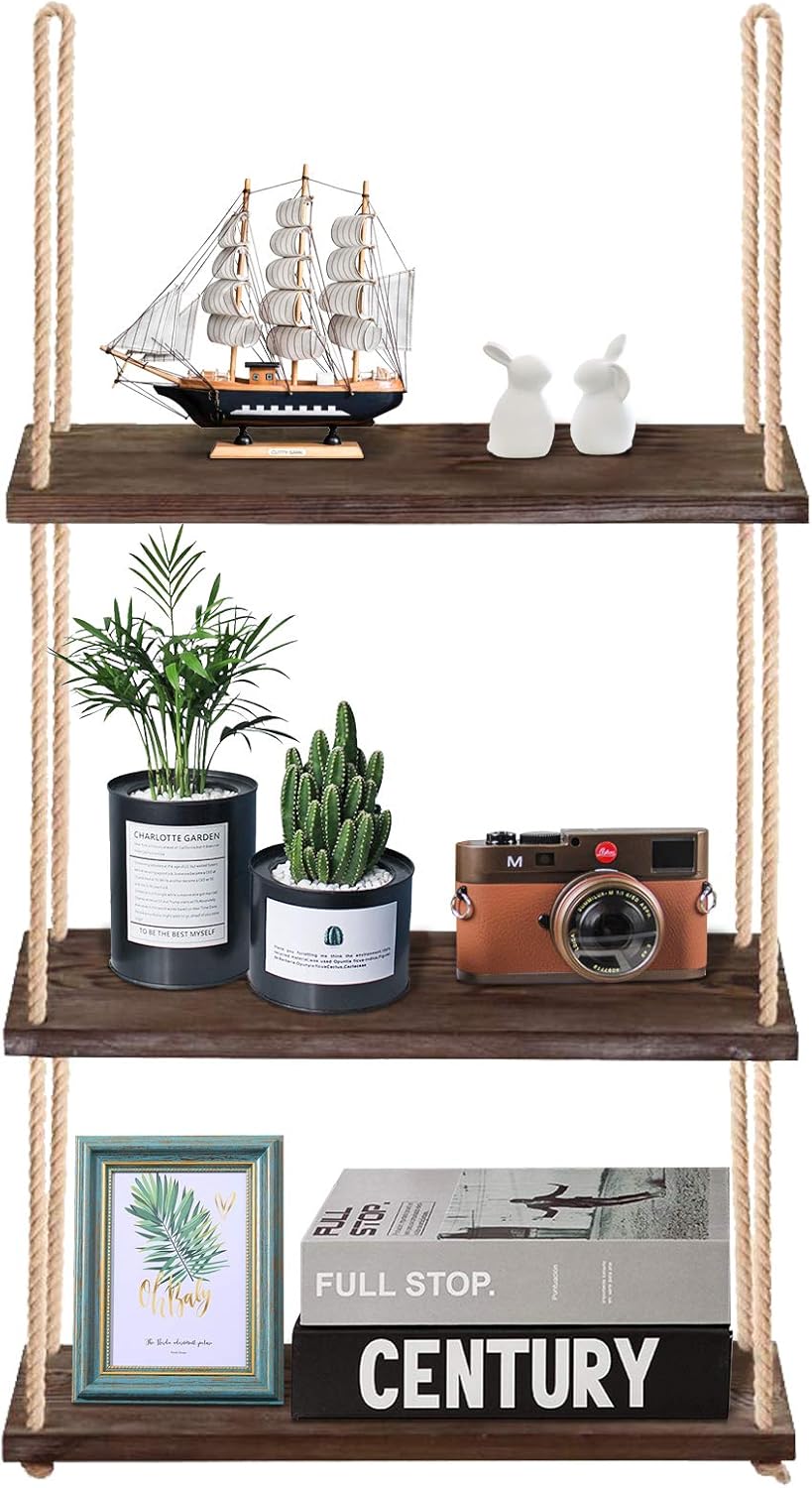 3-Tier Wall Shelf Hanging Shelf for Indoor Plants Decor