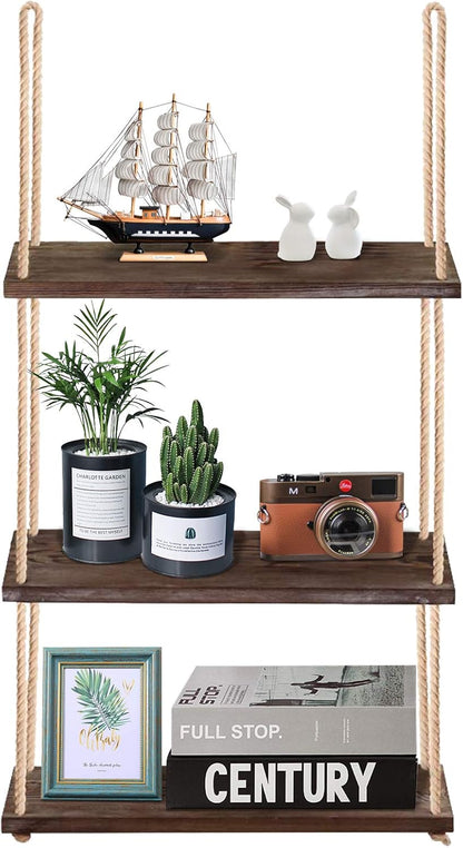 3-Tier Wall Shelf Hanging Shelf for Indoor Plants Decor