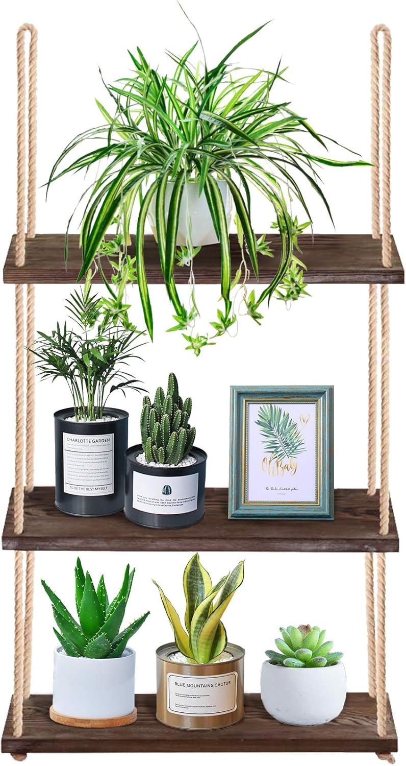 3-Tier Wall Shelf Hanging Shelf for Indoor Plants Decor