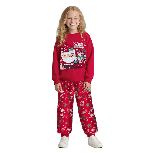 Kids Christmas Pyjamas Set Long Sleeve Top Pants Sleepwear