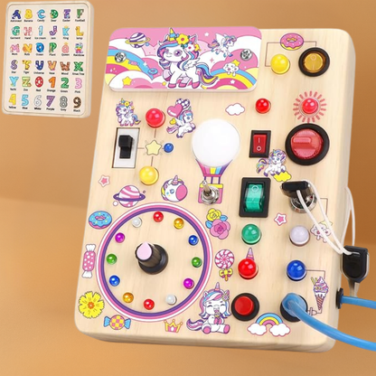 Montessori Busy Board Wooden Sensory Toy for Toddlers