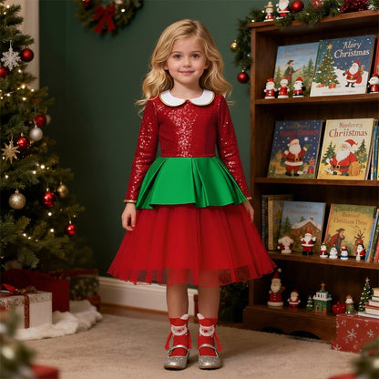 Girls Ball Gown Christmas Dress with Magnetic Socks